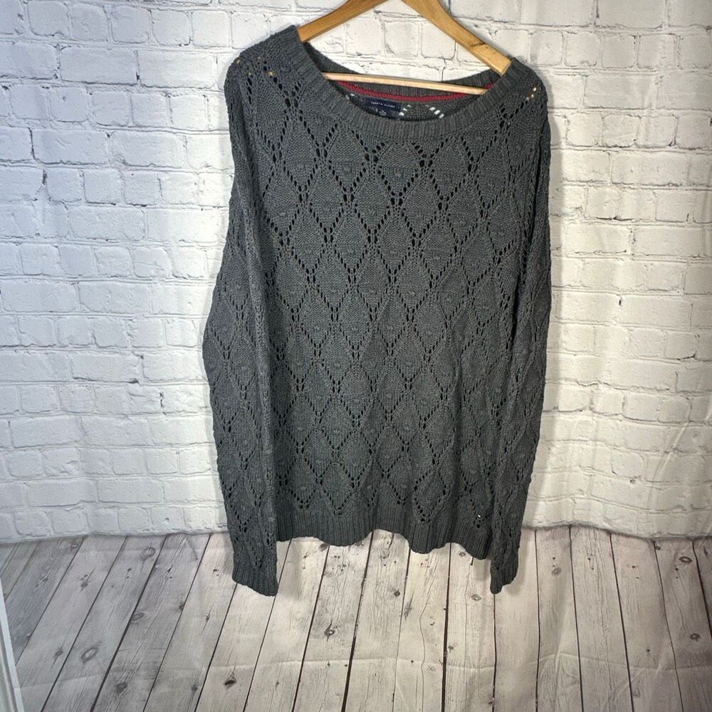 Tommy Hilfiger Diamond Knit Sweater Womens XL‎ Golf Crew Neck Trendy Preppy
